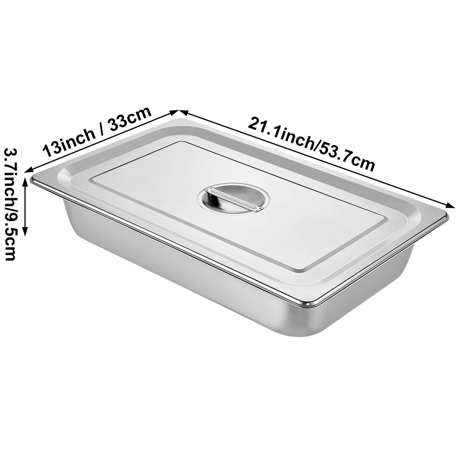 VEVOR 4 Pack Steam Table Pans 20.9 x 12.8 x 3.9 Inch Deep Steam Table Pan Full Size 13L Deep Food Container Stainless Steel Oven Tray Hotel Pans Anti-Jam Steam Table Food Pan