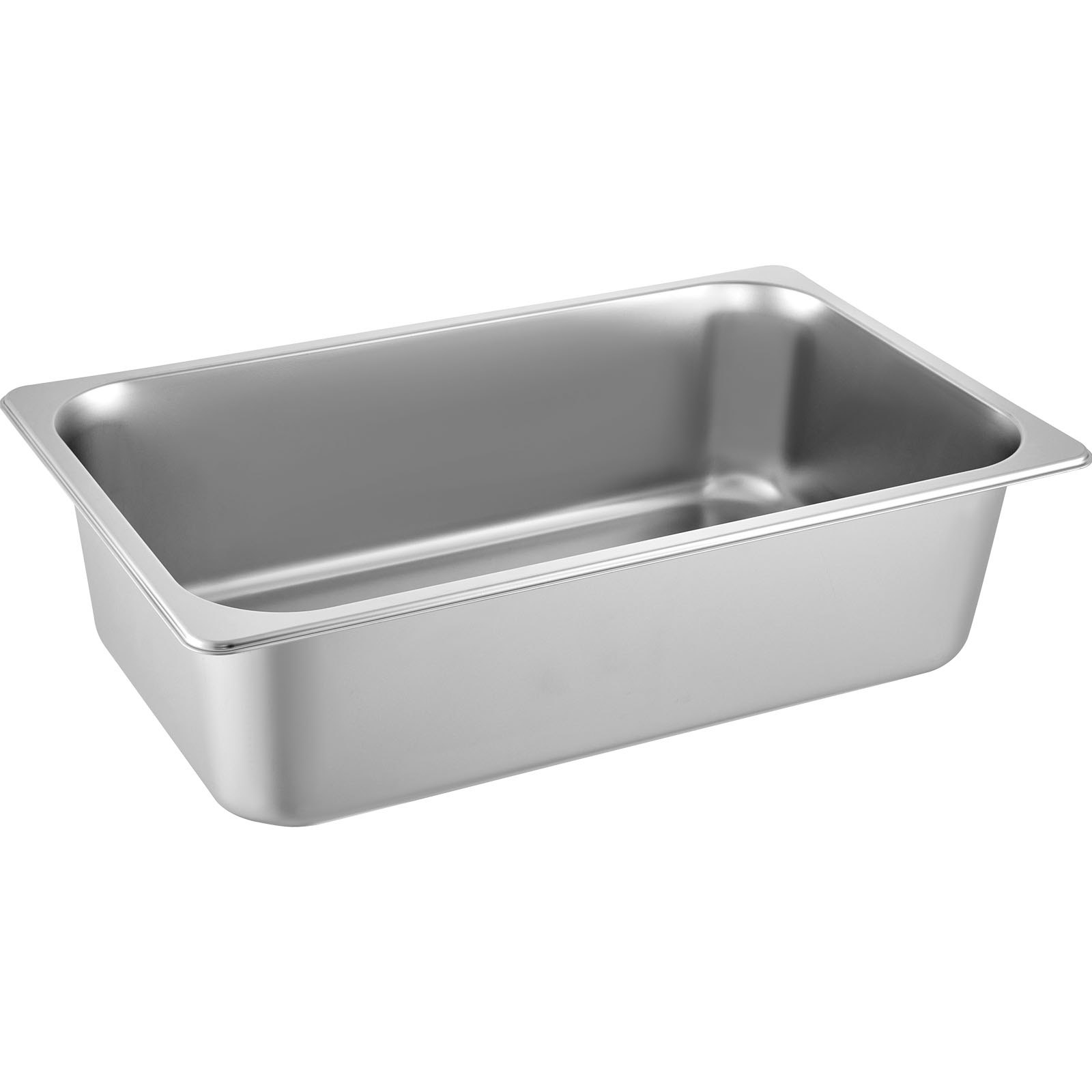 stainless steel VEVOR steam table pan, full-size, shiny finish.