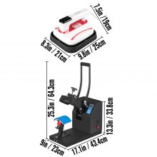 VEVOR Heat Press Kit, 5.5"x3.5" Heat Press for Hat Cap & 7"x8" Portable Mini Heat Press for T-Shirts, Cellphone Shells, Canvas Bags Red