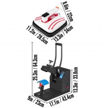 VEVOR Kit de prensa de calor, prensa de calor de 5,5 x 3,5 pulgadas para gorra y mini prensa de calor portátil de 12 x 10 pulgadas para camisetas, carcasas de teléfonos móviles, bolsas de lona, ​​color rojo