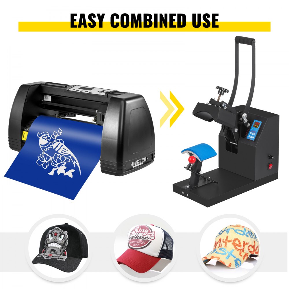 VEVOR 5.5x3.5 inch Cap Heat Press & 53 Inch Vinyl Cutter Machine w/ Floor Stand