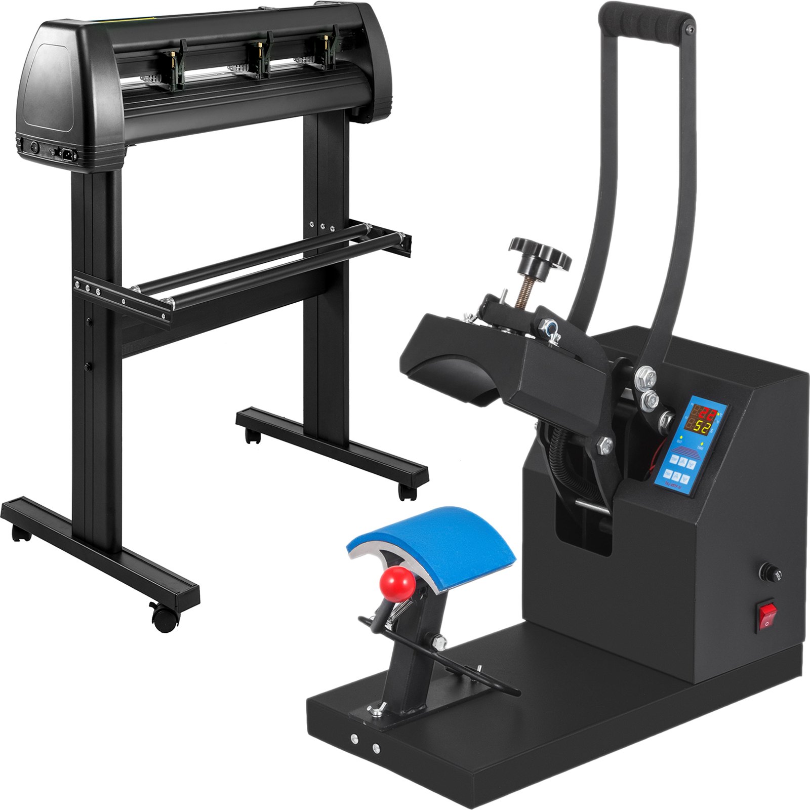 VEVOR 5.5x3.5 inch Cap Heat Press & 53 Inch Vinyl Cutter Machine w/ Floor Stand