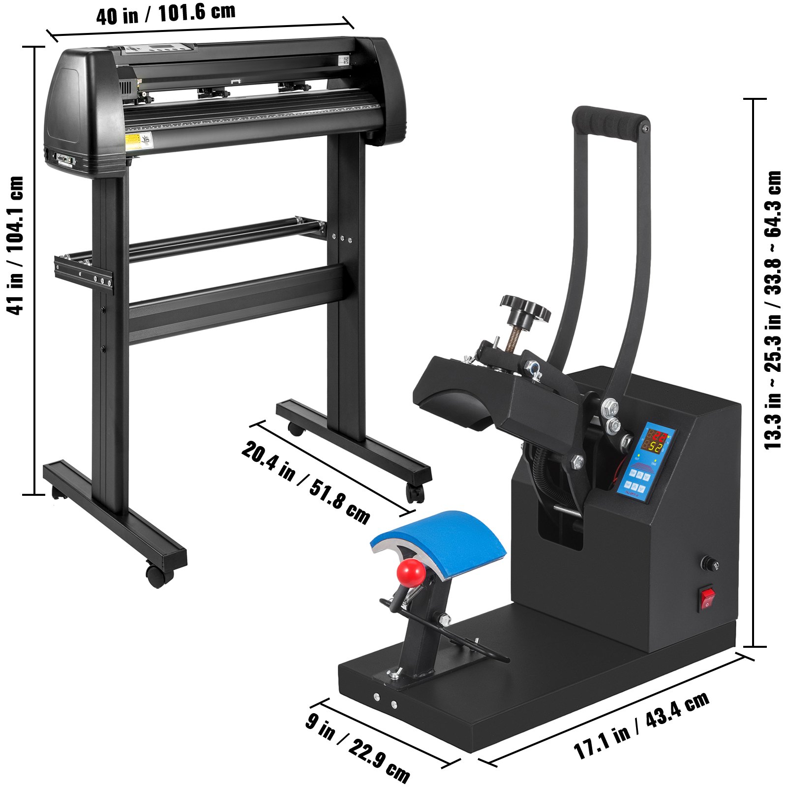 5.5"x3.5" Heat Press Hat Cap + 34" Vinyl Cutter/plotter Machine W/ Floor Stand
