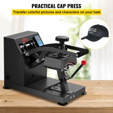 VEVOR Heat Press 6x3.75Inch Curved Element Hat Press Clamshell Design Heat Press for Hats Rigid Steel Frame No Stick Digital LCD Timer and Temperature Control (6x3.75Inch Clamshell Design)