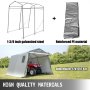 Portable Storage Shed, Portable Garage Shelter, 8x8x7.8 Ft Storage Shelter, Grey