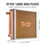 VEVOR 16"x 16"/40.6 x 40.6 cm Heat Exchanger Water to Air 3-Row 3/8"/ 1 cm Copper Ports 193 Fins