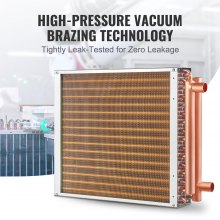 VEVOR Heat Exchanger Water to Air, 16"x 16" with 3-Row 3/8" Copper Ports, 193 Aluminum Fins Heat Exchanger for Outdoor Wood Furnaces, Residential Heating and Cooling, and Forced Air Heating