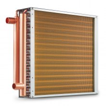 VEVOR Heat Exchanger Water to Air, 16"x 16" with 3-Row 3/8" Copper Ports, 193 Aluminum Fins Heat Exchanger for Outdoor Wood Furnaces, Residential Heating and Cooling, and Forced Air Heating