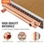 VEVOR 18"x 20"/45.7 x 50.8 cm Heat Exchanger Water to Air 3-Row 3/8"/ 1 cm Copper Ports 242 Fins