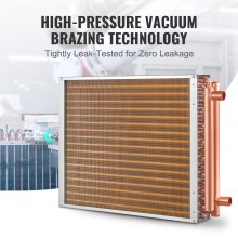 VEVOR Heat Exchanger Water to Air, 18"x 20" with 3-Row 3/8" Copper Ports, 242 Aluminum Fins Heat Exchanger for Outdoor Wood Furnaces, Residential Heating and Cooling, and Forced Air Heating