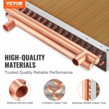 VEVOR Heat Exchanger Water to Air, 18"x 20" with 3-Row 3/8" Copper Ports, 242 Aluminum Fins Heat Exchanger for Outdoor Wood Furnaces, Residential Heating and Cooling, and Forced Air Heating