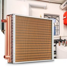 VEVOR Heat Exchanger Water to Air, 18"x 20" with 3-Row 3/8" Copper Ports, 242 Aluminum Fins Heat Exchanger for Outdoor Wood Furnaces, Residential Heating and Cooling, and Forced Air Heating