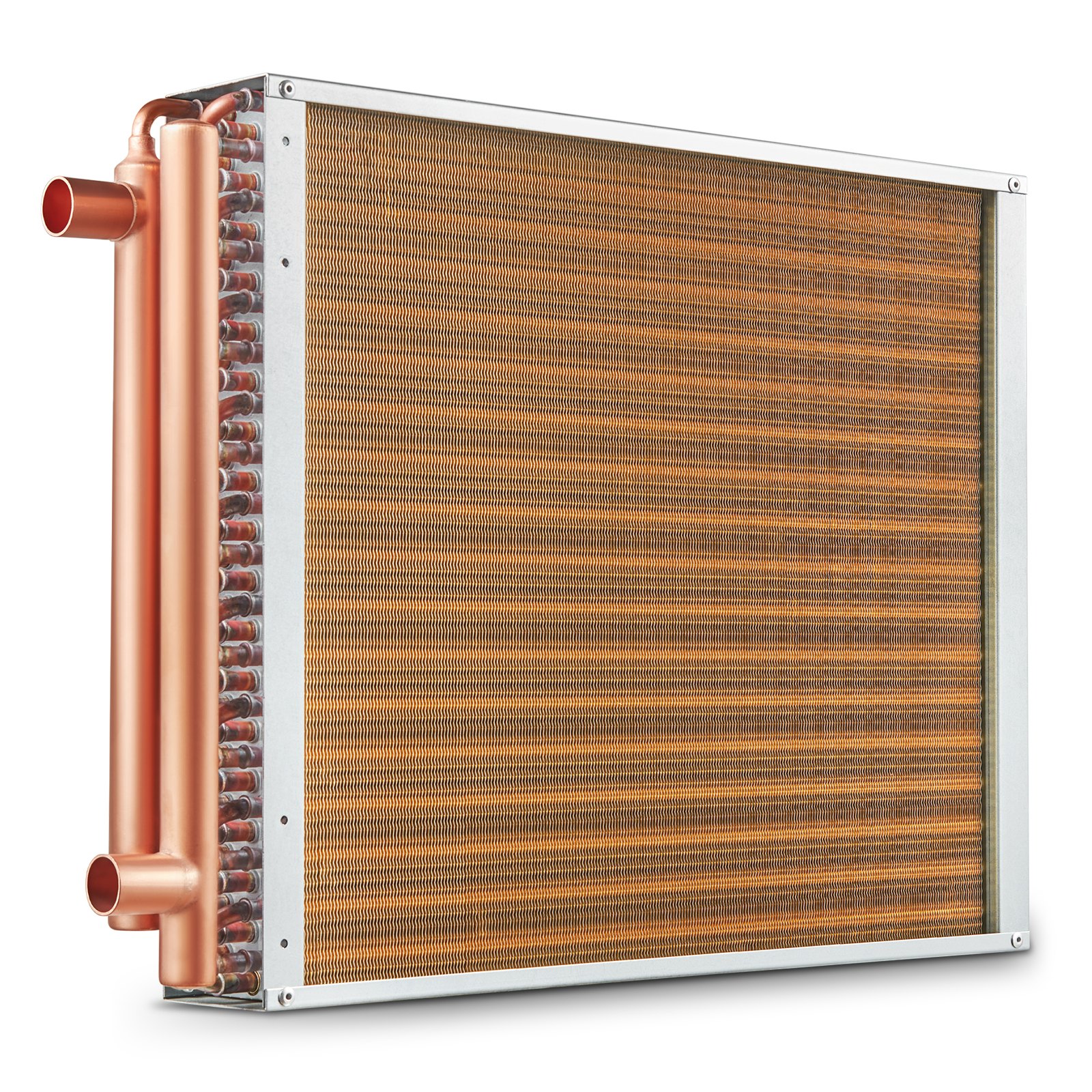 VEVOR 18"x 20"/45.7 x 50.8 cm Heat Exchanger Water to Air 3-Row 3/8"/ 1 cm Copper Ports 242 Fins