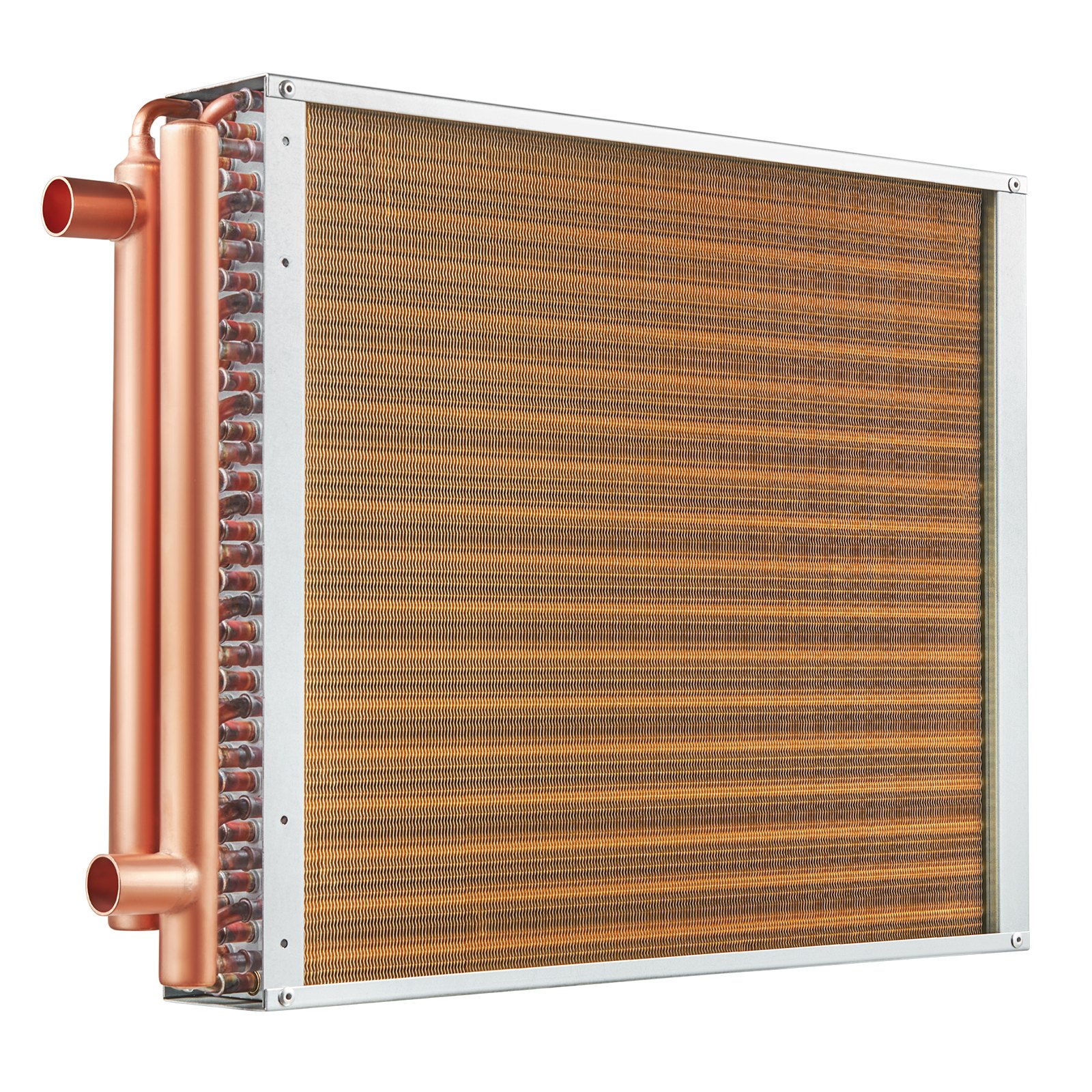 VEVOR 18"x 20"/45.7 x 50.8 cm Heat Exchanger Water to Air 3-Row 3/8"/ 1 cm Copper Ports 242 Fins