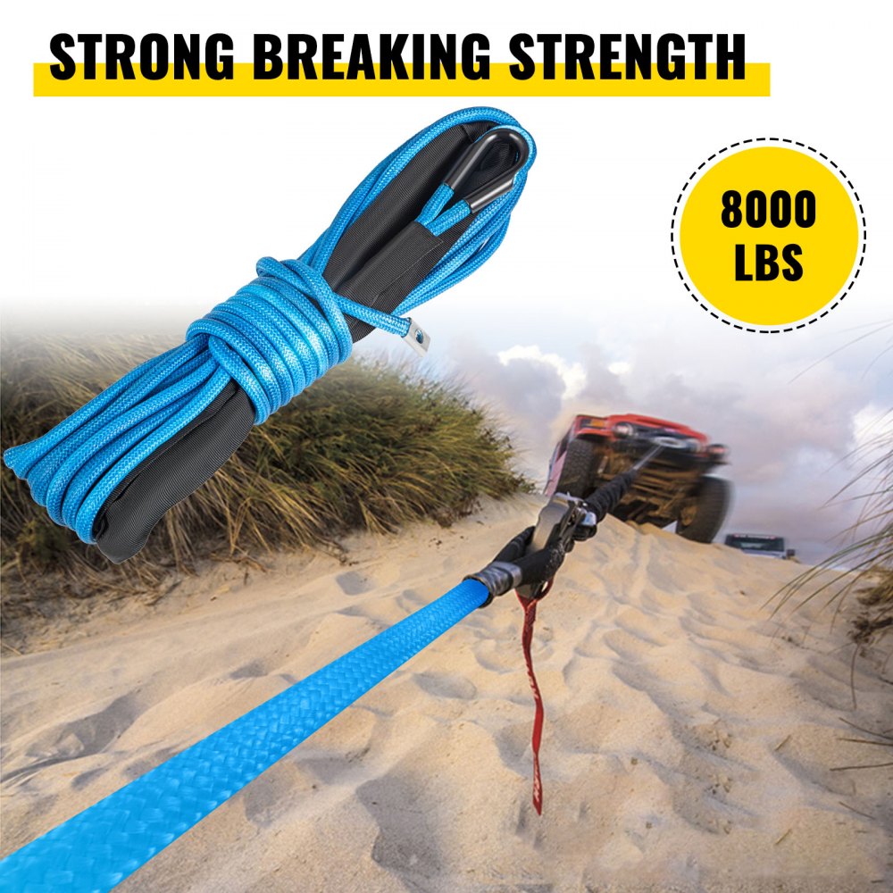 VEVOR Winch Rope Synthetic Cable 5/16"x50' 8000 LBS Capacity ATV Recovery BLUE