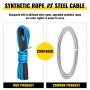 VEVOR Winch Rope Synthetic Cable 5/16"x50' 8000 LBS Capacity ATV Recovery BLUE