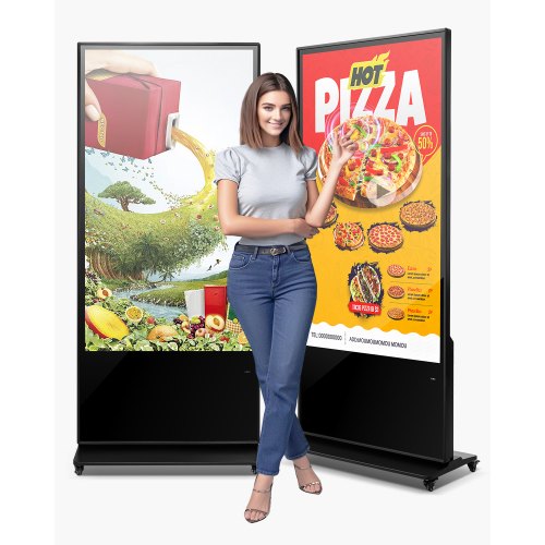 65" Digital Signage Display Touchscreen 4K UHD LCD Screen Floor Standing Kiosk
