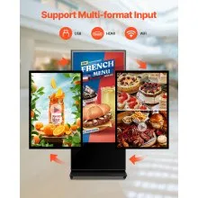 65" Digital Signage Display Touchscreen 4K UHD LCD Screen Floor Standing Kiosk