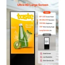 65" Digital Signage Display Touchscreen 4K UHD LCD Screen Floor Standing Kiosk