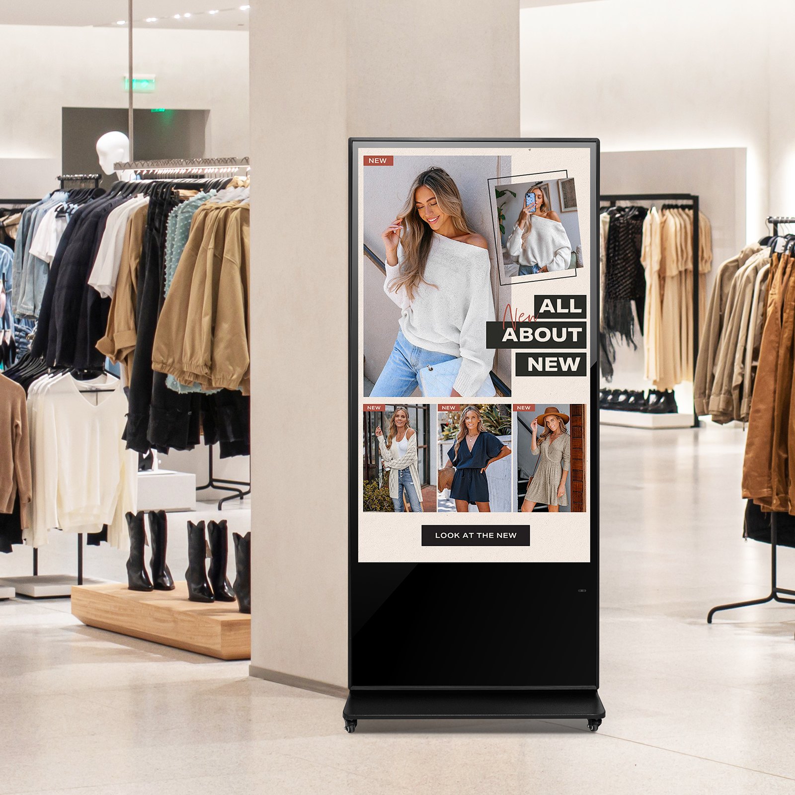 VEVOR 65 Inch Digital Signage Display, Touchscreen Digital Kiosk, Indoor Floor Standing Kiosk Display, 4K UHD LCD Screen, 2GB RAM & 32GB ROM, with WiFi HDMI/USB Input, Commercial Advertising Display