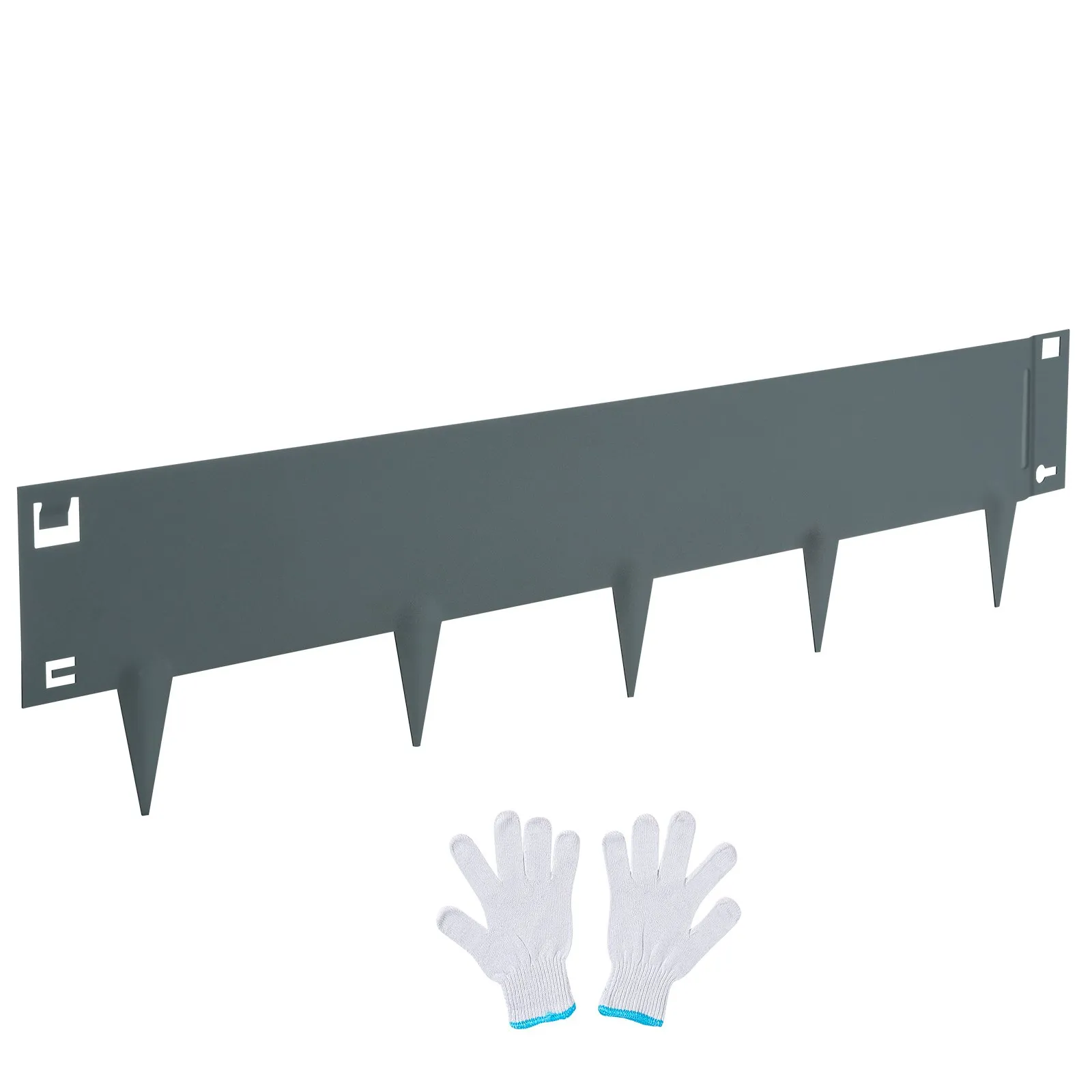 VEVOR steel landscape edging with gloves included, featuring spikes for easy installation.