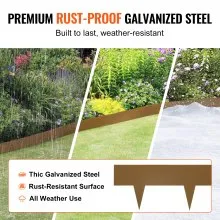 VEVOR Steel Landscape Edging, 10-pack Steel Garden Edging Borders, 39.6" L x 2" H Strips, Hammer-in Edging Border, Bendable Metal Landscape Edging for Yard, Garden, 2.5" Spike Height, Rustic Brown