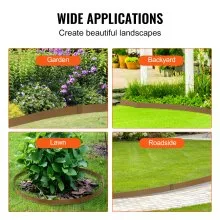 VEVOR Steel Landscape Edging, 10-pack Steel Garden Edging Borders, 39.6" L x 2" H Strips, Hammer-in Edging Border, Bendable Metal Landscape Edging for Yard, Garden, 2.5" Spike Height, Rustic Brown
