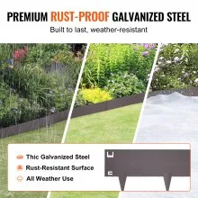 VEVOR Steel Landscape Edging, 5-pack Steel Garden Edging Borders, 39" L x 5" H Strips, Hammer-in Edging Border, Bendable Metal Landscape Edging for Yard, Garden, Lawn, 3.15" Spike Height, Brown