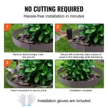 VEVOR Steel Landscape Edging, 5-pack Steel Garden Edging Borders, 39" L x 5" H Strips, Hammer-in Edging Border, Bendable Metal Landscape Edging for Yard, Garden, Lawn, 3.15" Spike Height, Brown
