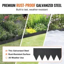 VEVOR Steel Landscape Edging, 4-pack Steel Garden Edging Borders, 40" L x 6" H Strips, Hammer-in Edging Border with 6 Clips, Bendable Metal Landscape Edging for Yard, Garden, Lawn
