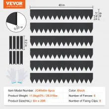VEVOR Steel Landscape Edging, 6-pack Steel Garden Edging Borders, 40" L x 6" H Strips, Hammer-in Edging Border with 8 Clips, Bendable Metal Landscape Edging for Yard, Garden, Lawn