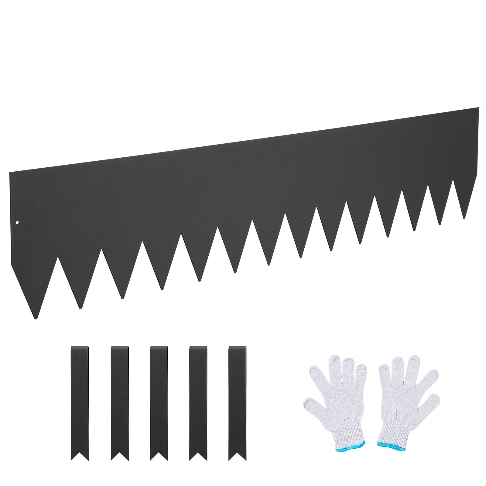 VEVOR Steel Landscape Edging, 3-pack Steel Garden Edging Borders, 40" L x 8" H Strips, Hammer-in Edging Border with 5 Clips, Bendable Metal Landscape Edging for Yard, Garden, Lawn