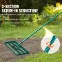 VEVOR Lawn Leveling Rake, 91.4 x 25.4 cm Level Lawn Tool, Heavy-duty Lawn Leveler with 198.1 cm Steel Extended Handle, Yard Leveling Rake Suit for Garden, Golf Lawn, Farm