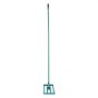 green VEVOR lawn leveling rake with long handle and rectangular base.