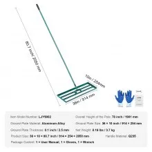 VEVOR Lawn Leveling Rake, 36"x10" Level Lawn Tool, Heavy-duty Lawn Leveler with 78" Steel Extended Handle, Yard Leveling Rake Suit for Garden, Golf Lawn, Farm