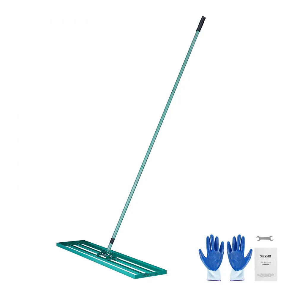 VEVOR Lawn Leveling Rake, 121.9 x 25.4 cm Level Lawn Tool, Heavy-duty Lawn Leveler with 198.1 cm Steel Extended Handle, Yard Leveling Rake Suit for Garden, Golf Lawn, Farm