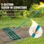VEVOR Lawn Leveling Rake, 121.9 x 25.4 cm Level Lawn Tool, Heavy-duty Lawn Leveler with 198.1 cm Steel Extended Handle, Yard Leveling Rake Suit for Garden, Golf Lawn, Farm