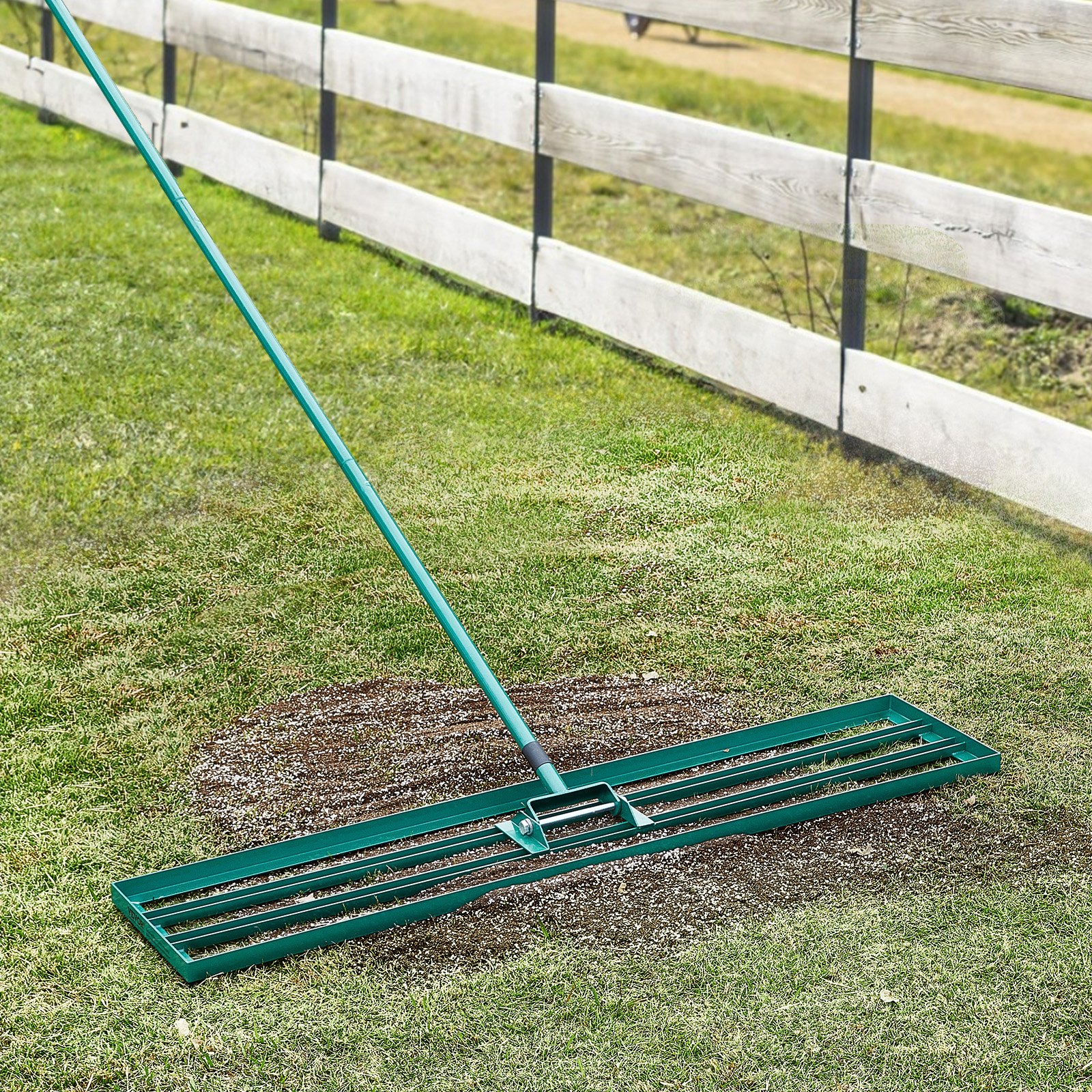 VEVOR Lawn Leveling Rake, 1219x254 mm Level Lawn Tool, Heavy-duty Lawn Leveler with 78" Steel Extended Handle, Yard Leveling Rake Suit for Garden, Golf Lawn, Farm