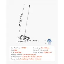 VEVOR 10x17in Lawn Leveling Rake 78 in Adjustable Handle for Yard Golf Court