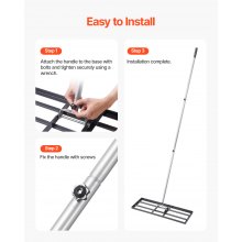 10x30in Lawn Leveling Rake Heavy Duty 83.9in Adjustable Handle for Yard & Garden