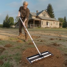 30x10in Lawn Leveling Rake with 83.9 in Adjustable Handle for Yard Heavy Duty