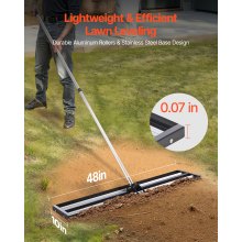 48x10in Lawn Leveling Rake with 83.9 in Adjustable Handle for Yard Heavy Duty