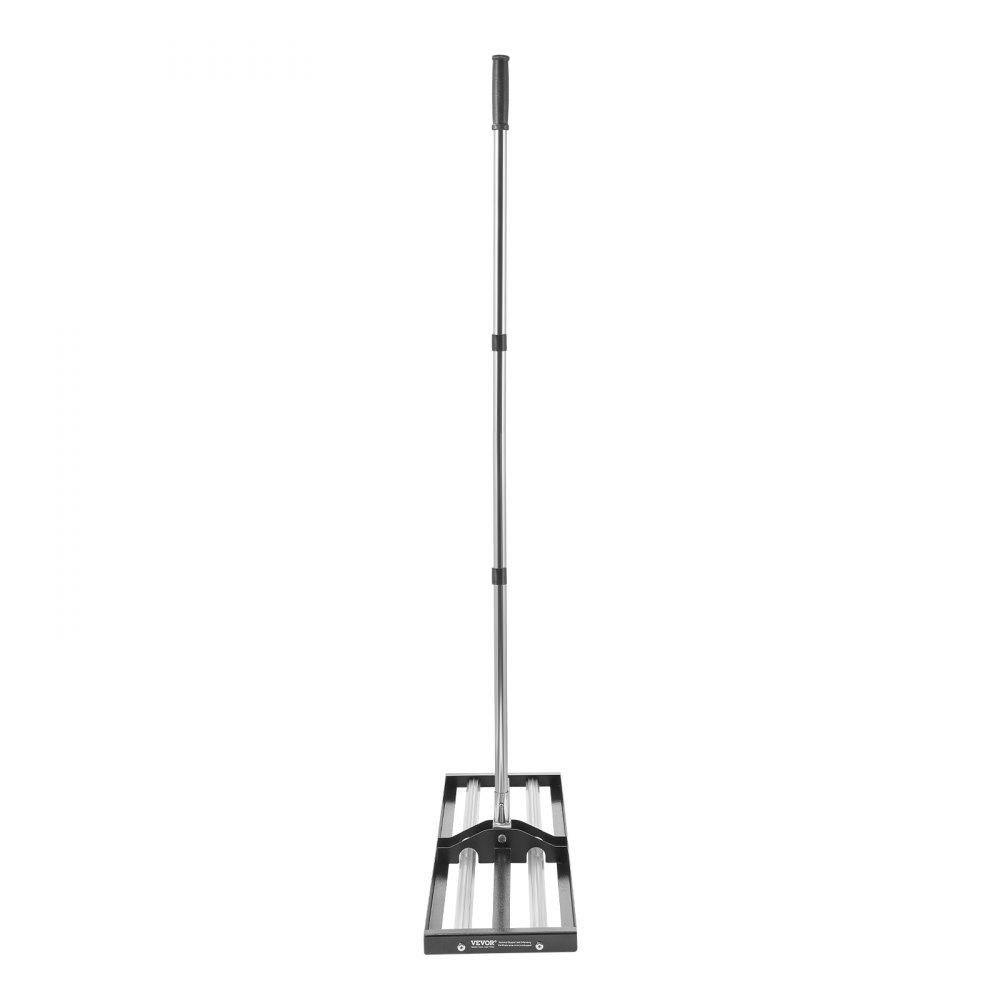 Rastrillo nivelador de césped VEVOR actualizado con rodillo, nivelador de césped de acero inoxidable de 91 x 25 cm con mango ajustable de 213 cm, rastrillo nivelador de jardín de alta resistencia, herramienta de nivelación de césped que ahorra esfuerzo para canchas de golf.