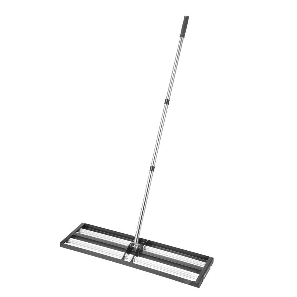 Rastrillo nivelador de césped VEVOR actualizado con rodillo, nivelador de césped de acero inoxidable de 91 x 25 cm con mango ajustable de 213 cm, rastrillo nivelador de jardín de alta resistencia, herramienta de nivelación de césped que ahorra esfuerzo para canchas de golf.