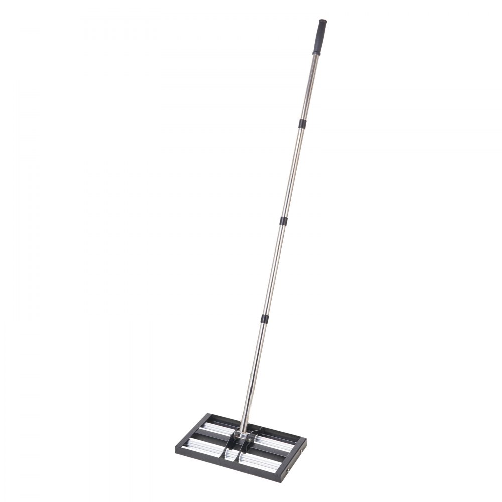 VEVOR Updated Lawn Leveling Rake with Roller, 17" x 10" Stainless Steel Lawn Leveler with 63.4" Adjustable Handle, Heavy Duty Yard Leveling Rake, Effort Saving Lawn Leveling Tool for Yard Golf Court