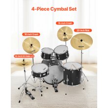 VEVOR Cymbal Pack 4 Pieces Cymbals Drum Set 14 16 18 20 Inches Cymbals for Drum