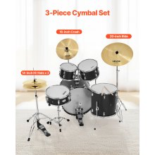 VEVOR Cymbal Pack 3 Pieces Cymbals Drum Set 14 16 20 Inches Cymbals for Drum