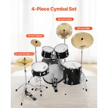 VEVOR Cymbal Pack 4 Pieces Cymbals Drum Set 10 14 16 20 Inches Cymbals for Drum