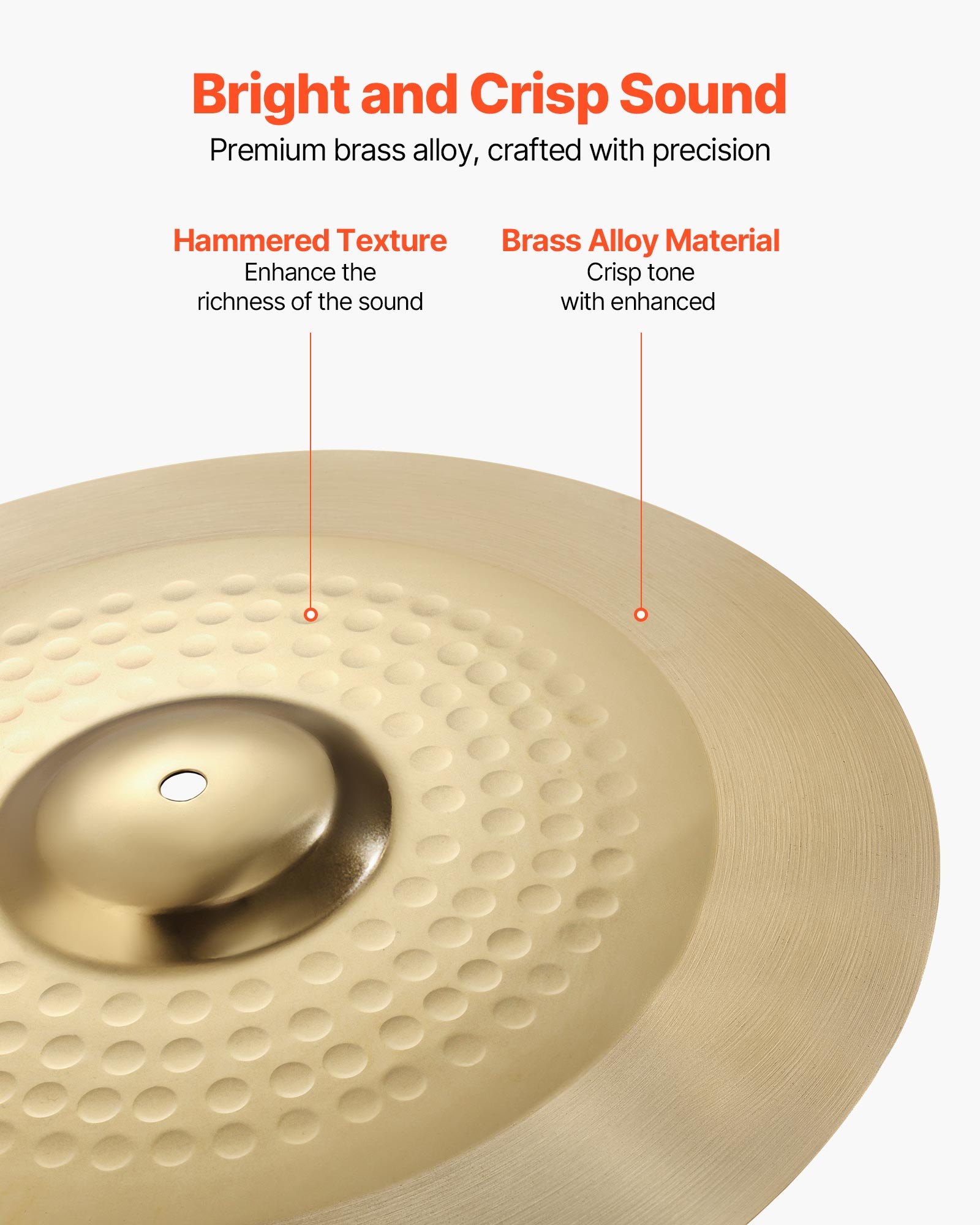VEVOR Cymbal Pack, 4 Pieces Cymbals for Drum Set, Alloy Cymbals Drum Set Includes 14-inch Hi-Hats, 16-inch Crash, 20-inch Ride, 10-inch Splash, Drumsticks & Cymbal Bag, Alloy Cymbal Pack for Drummer