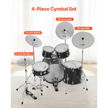 VEVOR Low Volume Cymbal Pack 4 Pieces 14 16 18 20 Inches Alloy Cymbals for Drum